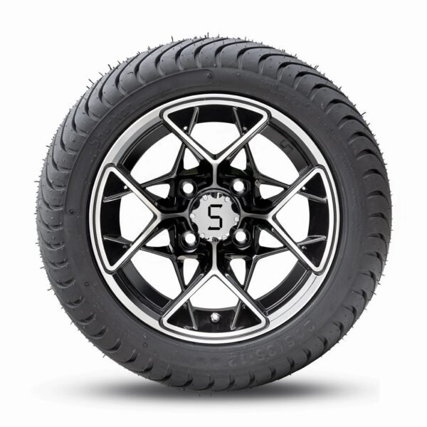 Golf Cart Wheels Machined Gloss Black 12"